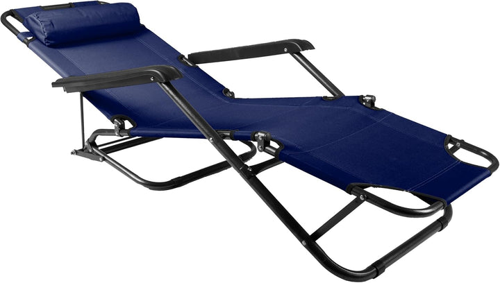 Nexos klappbare Sonnenliege Relaxliege Liegestuhl Klappliege Stahl (Blau), Blau