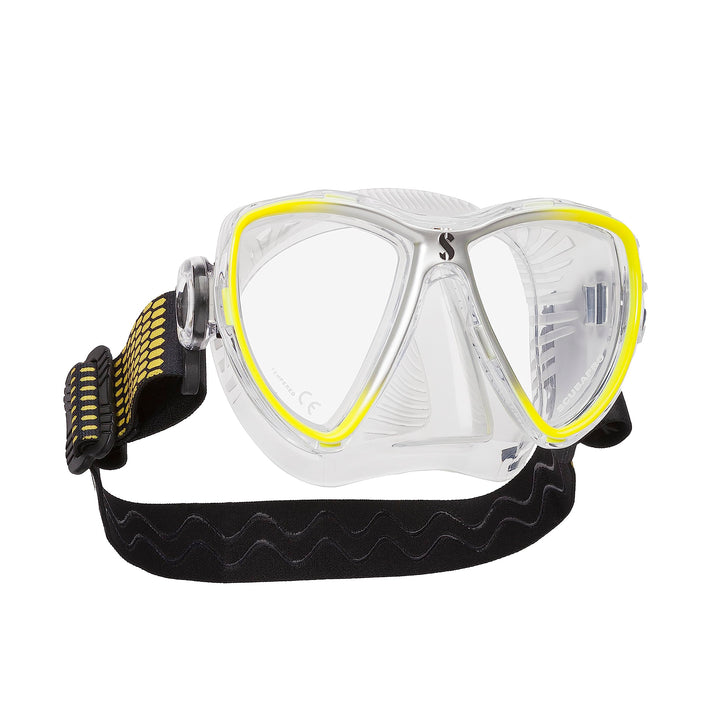 SCUBAPRO Synergy Mini Tauch- und Schnorchelmaske für schmale Gesichter klar/gelb/silber, klar/gelb/s