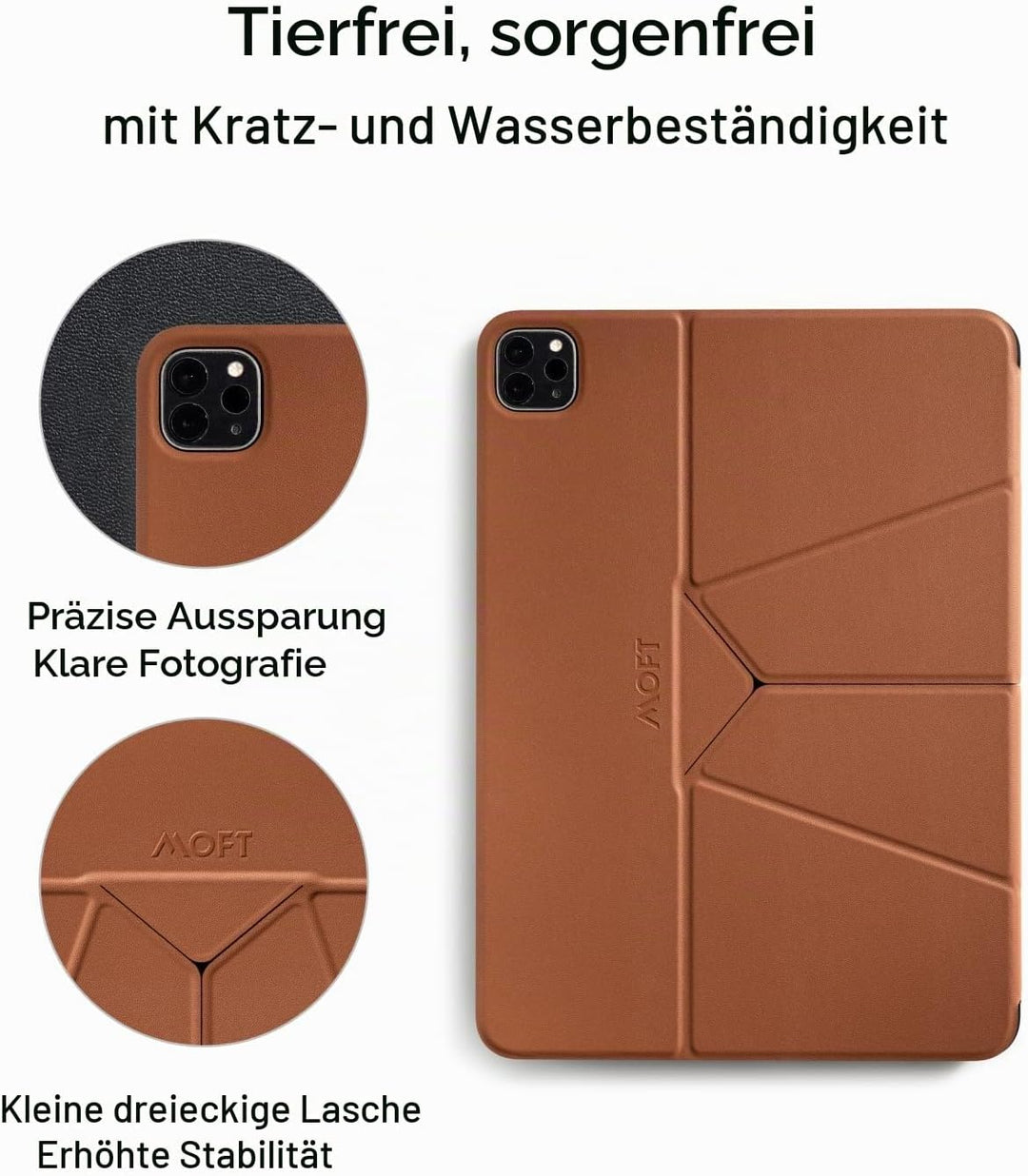 MOFT Tablet Ständer für Schreibtisch, Leder Folio Verstellbarer iPad Ständer Magnetische Hülle mit M