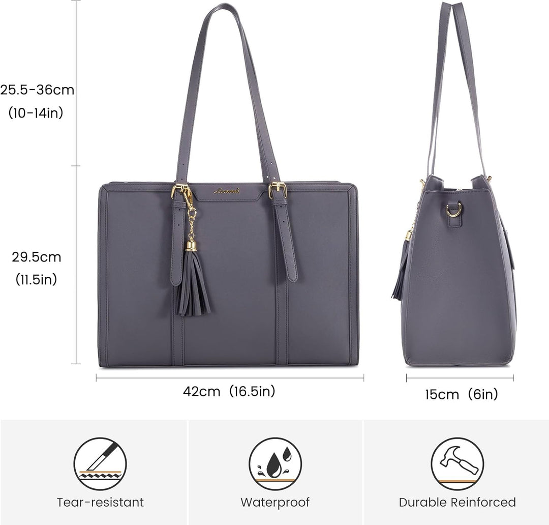 LOVEVOOK Laptoptasche 15,6 Zoll Handtasche Damen Umhängetasche Leder Tote Bag Women Shoulder Crossbo