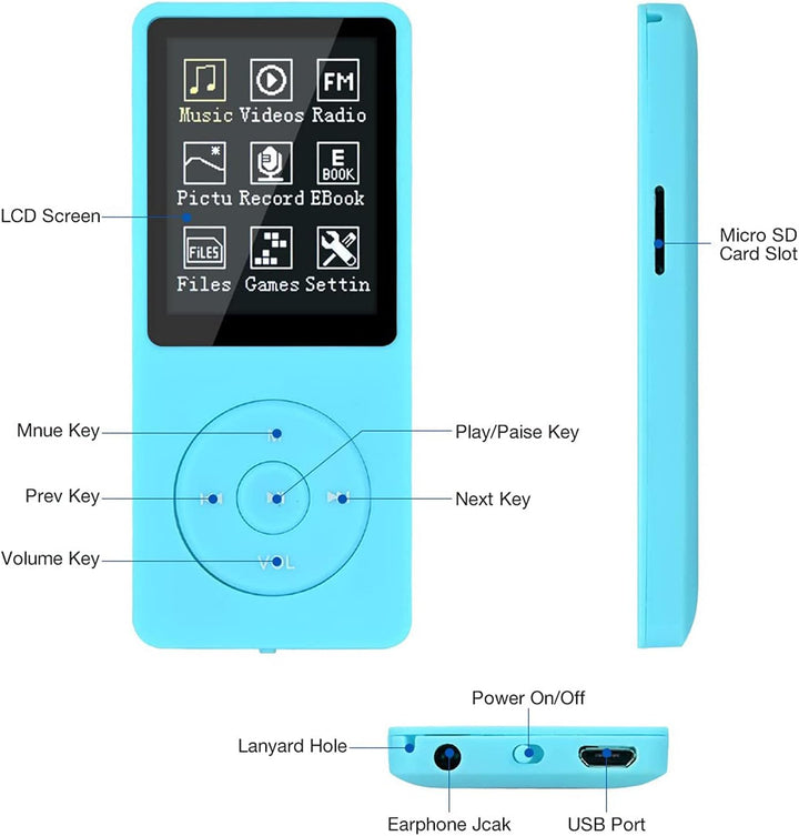 MP3/MP4 Digitaler Musik-Player, Lychee Upgrade 8 GB Tragbarer HiFi Verlustfreier Sound Musik-Player