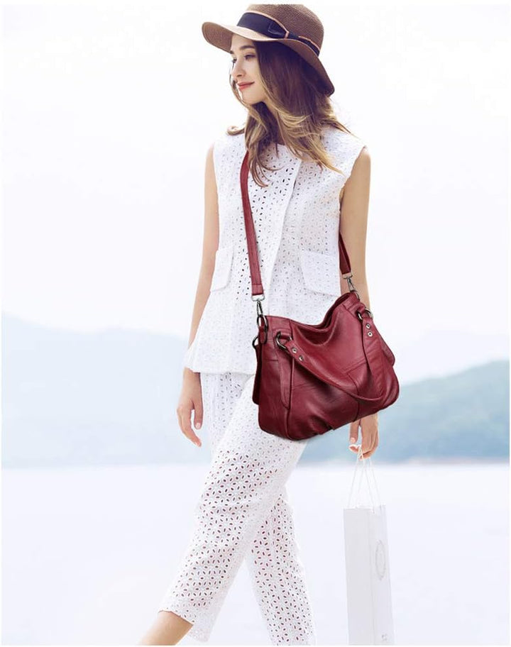 Sacmill Damen Handtasche Grosse Leder Damenhandtasche Umhängetaschen Designer Schultertasche Hobo Ta