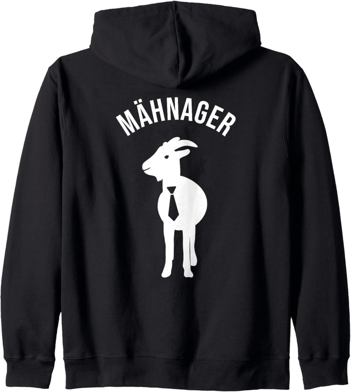 Mähnager | Führungskraft von Ziegen | Backprint Rückendruck Kapuzenjacke