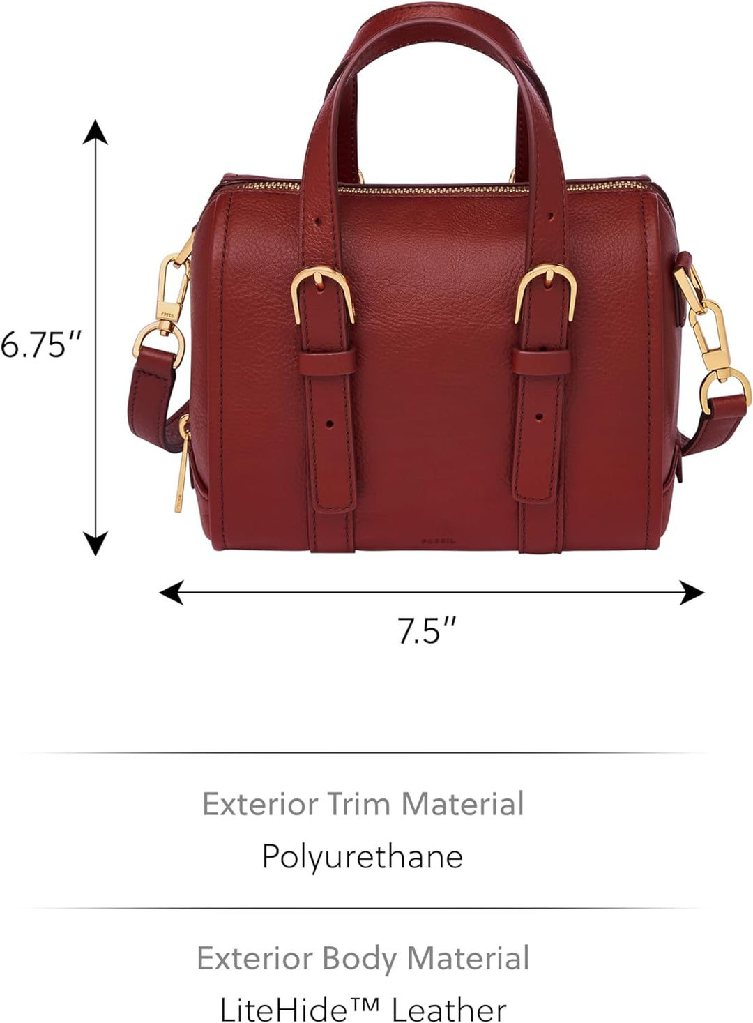 Fossil Damen Tasche Carlie LiteHide™ Leder Satchel Braun, Braun