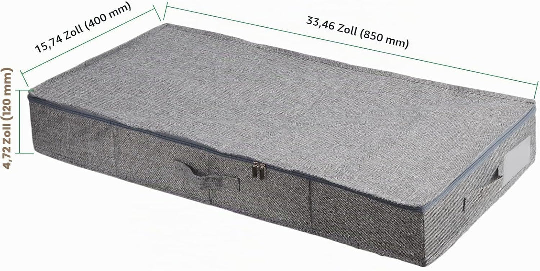 2 Stück Unterbett Aufbewahrungsbox, 85 x 40 x 12cm Grau Faltbare Unterbettkommode aus Stoff, Bettkas