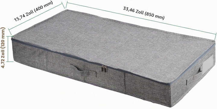 2 Stück Unterbett Aufbewahrungsbox, 85 x 40 x 12cm Grau Faltbare Unterbettkommode aus Stoff, Bettkas