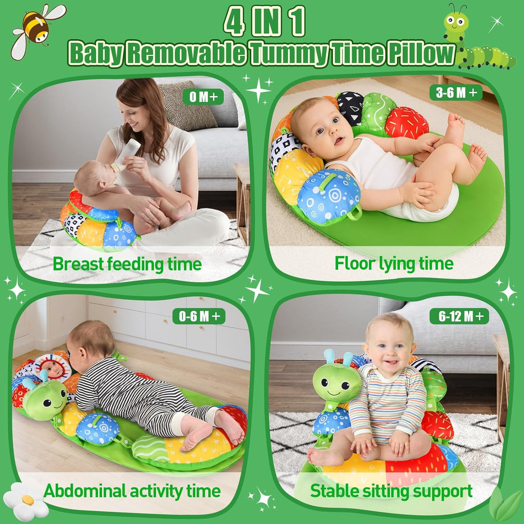 Ulikey 3 in 1 Bauchlage Spielzeug Baby, Abnehmbar Raupe für Baby, Bauchlage Helfen Sitzen Stützen Ba