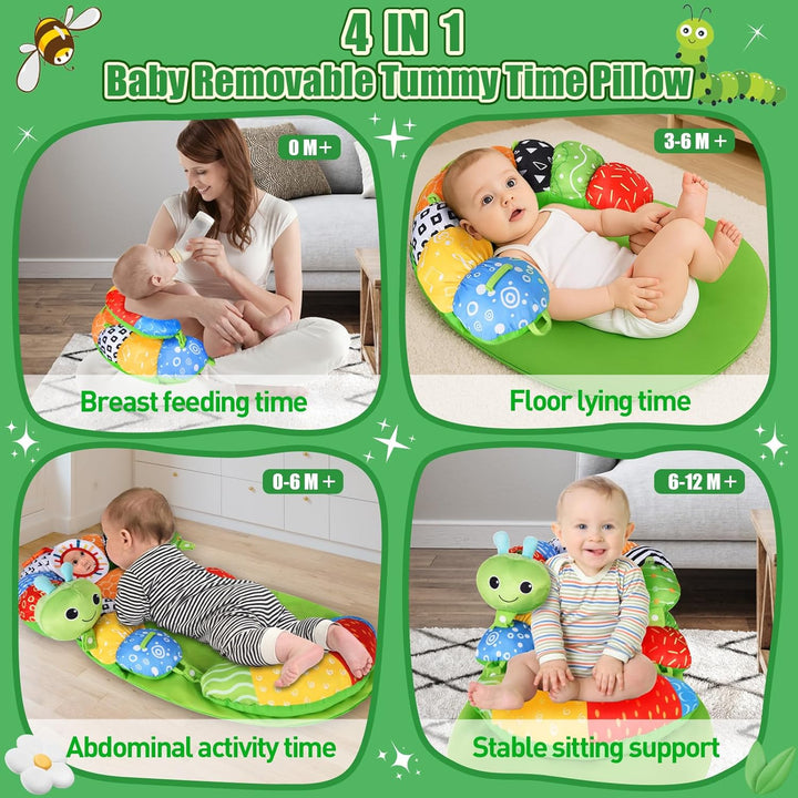 Ulikey 3 in 1 Bauchlage Spielzeug Baby, Abnehmbar Raupe für Baby, Bauchlage Helfen Sitzen Stützen Ba