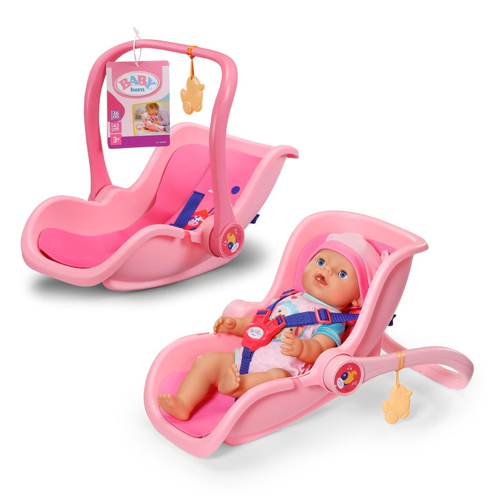 Baby Born Babyschale Pink, Puppen-Babyschale mit Tragegriff, Sicherheitsgurt und Anhänger