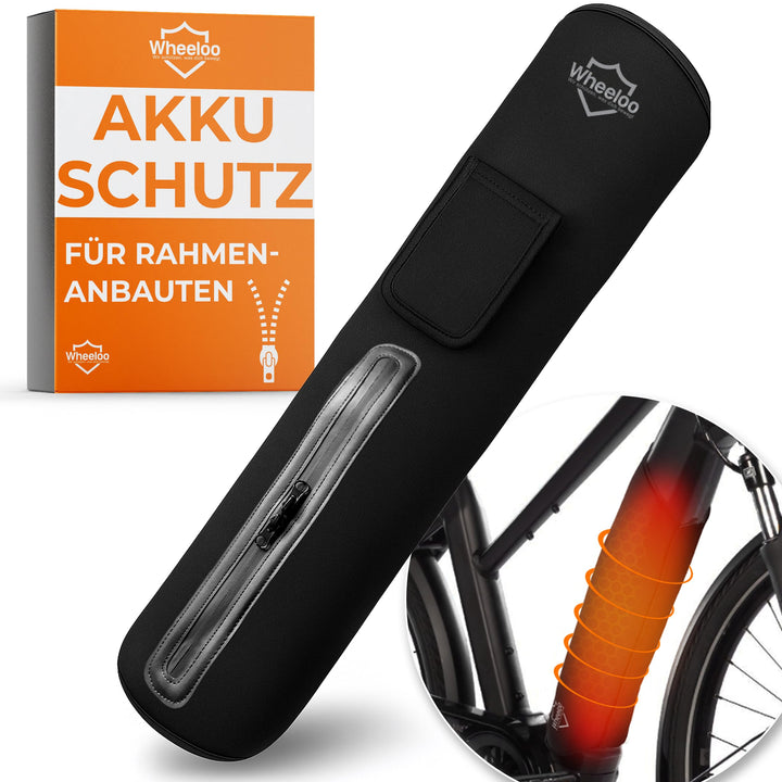 E-Bike Akku Schutzhülle mit Flaschenhalter Öffnung I Ebike Schutz mit Reissverschluss + Tasche I für