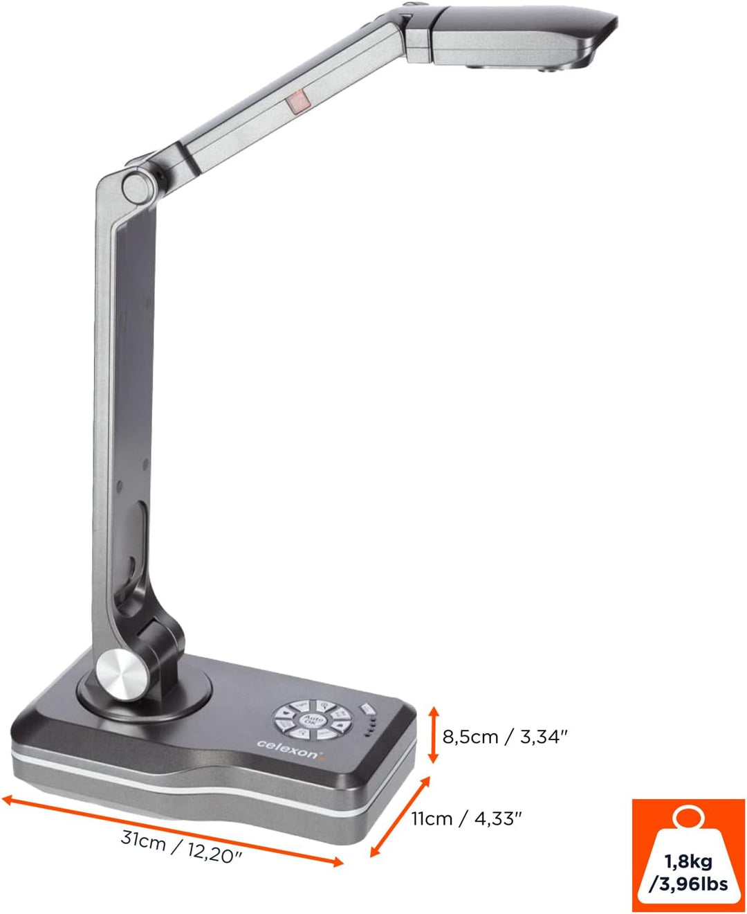 celexon FullHD Dokumenten-Kamera DK500 - Plug & Play und 10 fache Vergrögerung inkl. Tragetasche M -