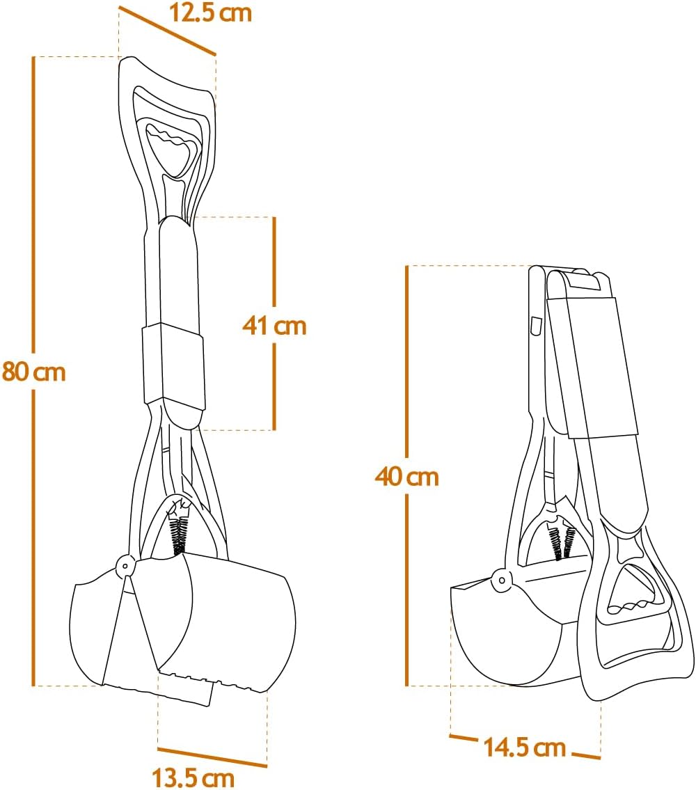 Linxor – Zange, Schaufel für Hundekot oder andere Tierexkremente – 80 cm – Schwarz
