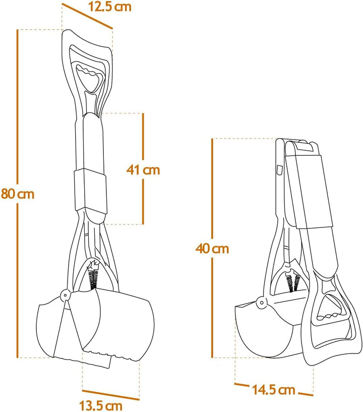 Linxor – Zange, Schaufel für Hundekot oder andere Tierexkremente – 80 cm – Schwarz