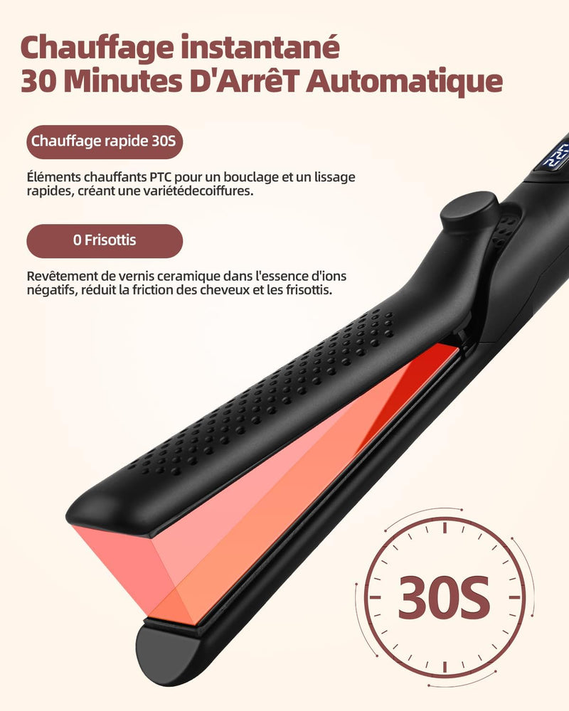 CkeyiN Glätteisen, Lockenstab, 2 in 1, 360 ° Airflow Styler, professioneller Haarglätter aus Keramik