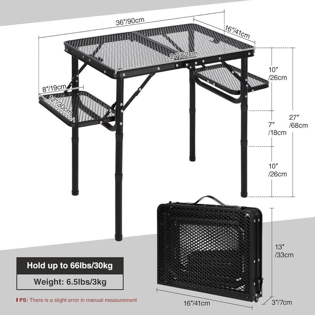 REDCAMP Tragbarer Campingtisch Klapptisch mit 4 Verstellbare, 90x41cm Klappbarer Multifunktionstisch