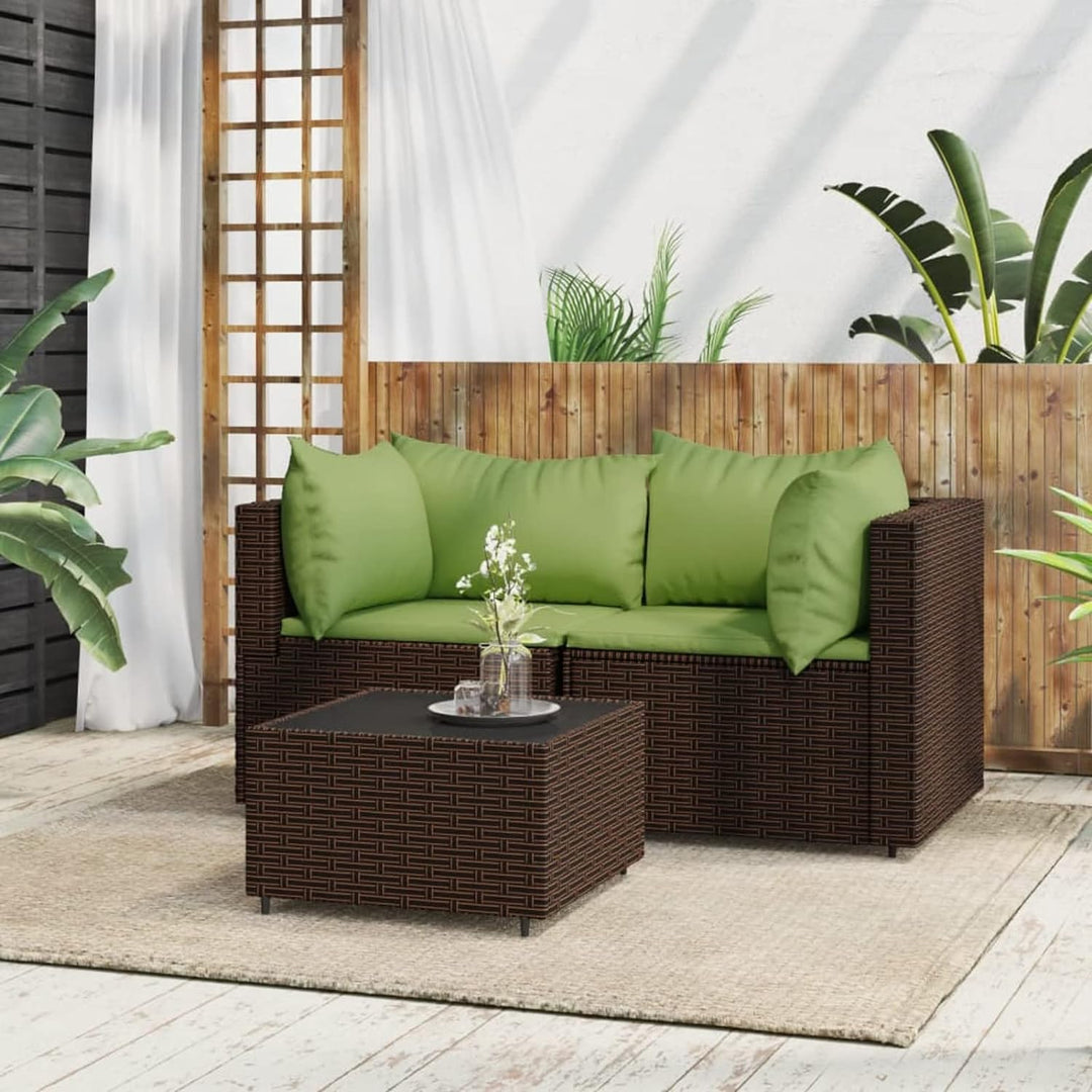 Tidyard 3-TLG. Balkonlounge Set Rattan, Gartensofa Rattansofa Gartenlounge Ecksofa Sofa mit Kissen P