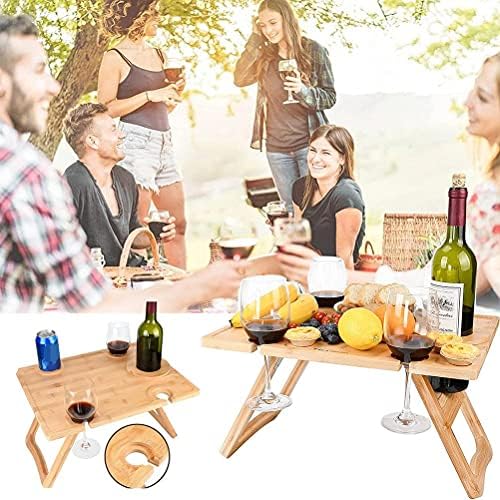 Klappbarer Tragbarer Outdoor Picknicktisch Aus Massivholz Wein und Käse Serviertisch Mit Stabiler Ab