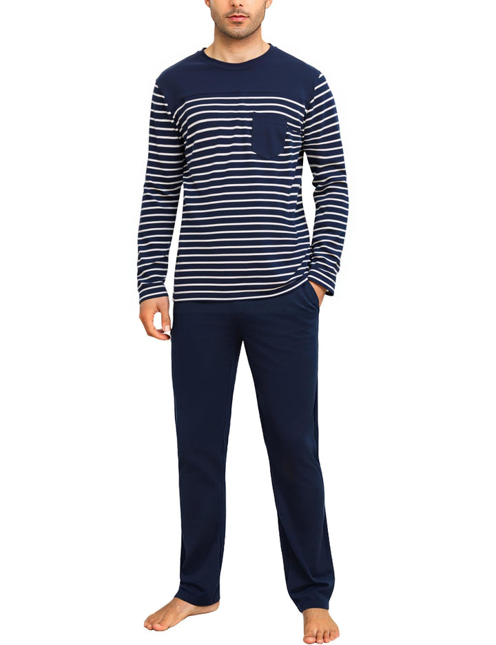 Irdcomps Schlafanzug Lang Herren Pyjamas Baumwolle Winter Warm Langarm Pyjamas Set Männer Hausanzug