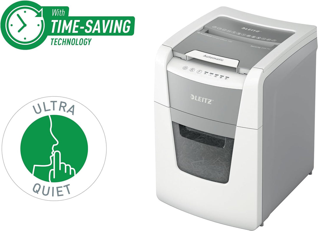 Leitz IQ Autofeed Small Office Partikelschnitt Automatischer Aktenvernichter P4, 100 Blatt, 34l-Abfa