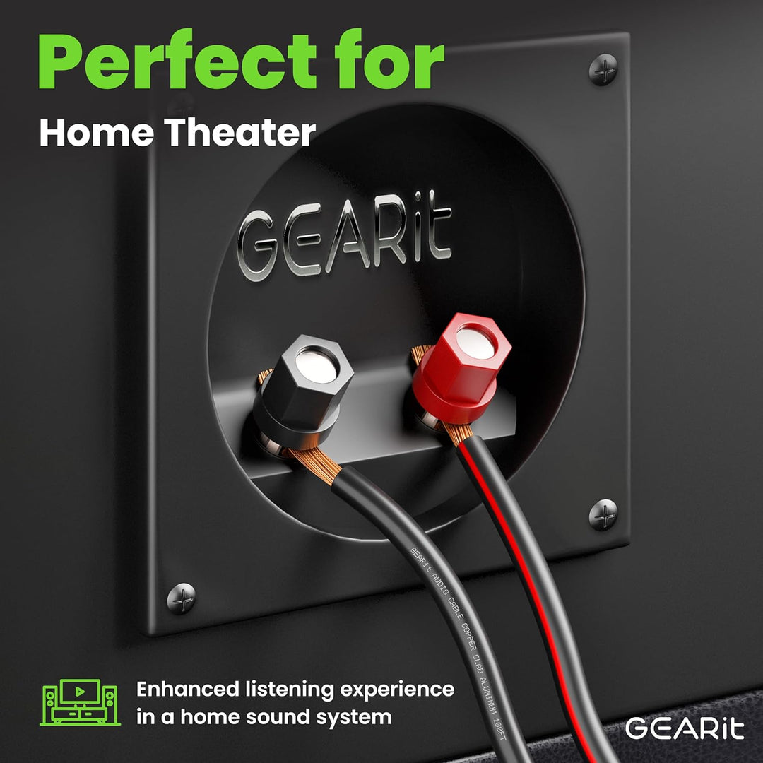 GearIT Lautsprecherkabel, 14 AWG, 14 AWG, Lautsprecherkabel (100 Fuss), ideal für Heimkino-Lautsprec