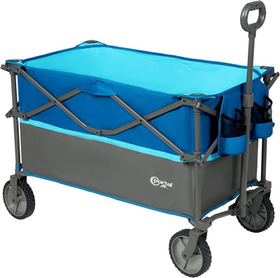 Portal Bollerwagen faltbar 225L XXL Grosse Ladefläche Handwagen mit Getränkehalter Seitentasche Tran