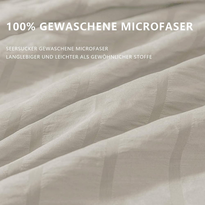Boqingzhu Seersucker Bettwäsche Beige 200x220cm Sommer Atmungsaktiv Kühlende Wende Bettwäsche Set Be