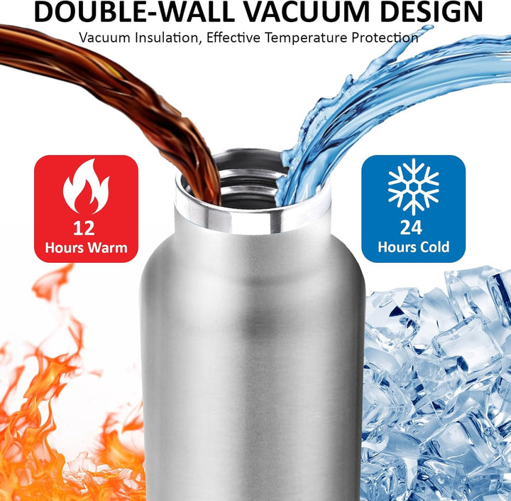 Wasserflasche- 750ml- Trinkflasche Edelstahl, Wasserflasche mit Strohhalm, BPA-Frei, Isolierflasche