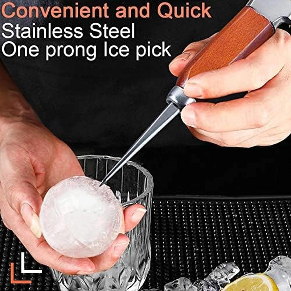 Eisspiess-Set mit 5,1 cm und 17,2 cm Edelstahl-Eiszerkleinerer mit Holzgriff, japanischer Stil, idea
