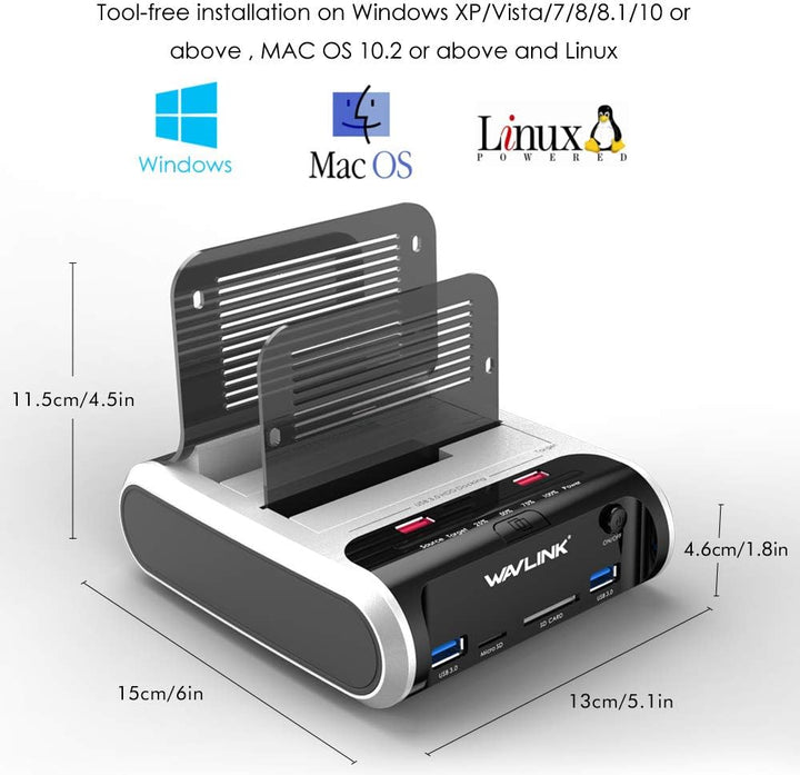 Festplatten Dockingstation, WAVLINK USB Festplatten Docking Station Offline Klonfunktion für 2,5 Zol