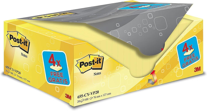 Post-it Notes Promotion 655Y-20 – Selbstklebende Haftnotizzettel in 76 x 127 mm – 20 Notizblöcke rec
