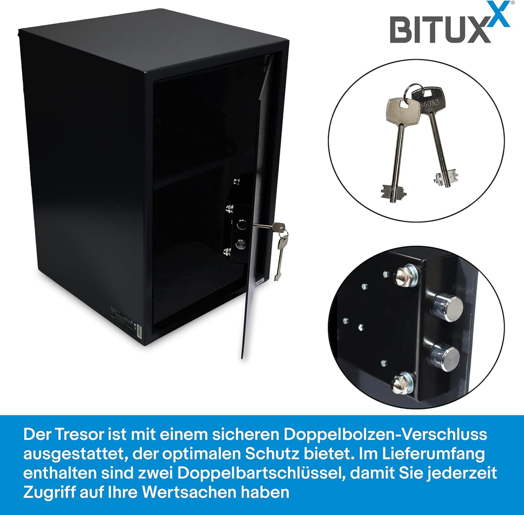 BITUXX Tresor Möbeltresor Safe Aktentresor Sicherheitstresor Abschliessbar mit Schlüssel für Büro un