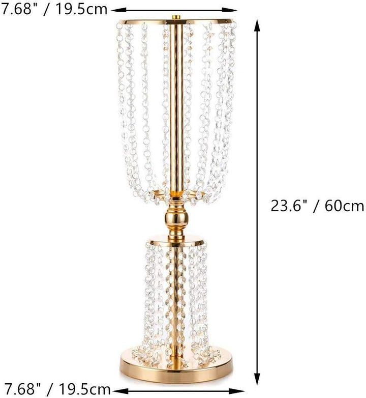 NUPTIO 2 Stück Hochzeitsmittelstücke für Tische, 60cm Hohe Goldvasen Als Herzstück, Kristallmetallva