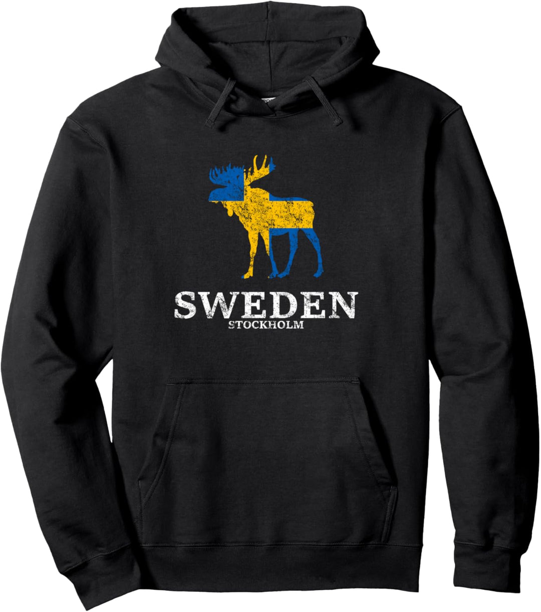 Schweden Stockhom Elch Flagge used look Pullover Hoodie