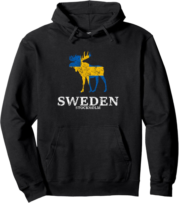 Schweden Stockhom Elch Flagge used look Pullover Hoodie