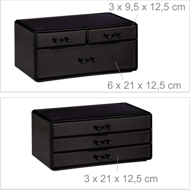 Relaxdays 2 x Kosmetikorganizer mit 6 Schubladen, 22 Fächer Make Up Organizer, grosse Schmink-Aufbew