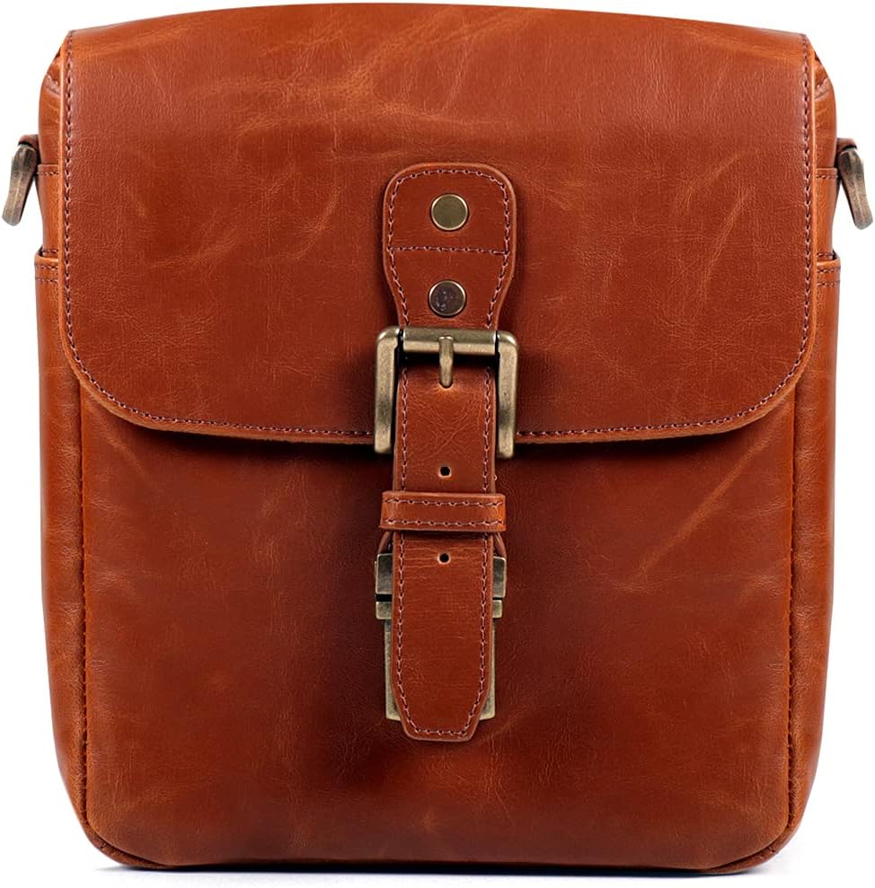 MegaGear MG1522 Kameratasche - Kuriertasche aus Leder für Spiegellose, Sofortbild - und DSLR Kameras