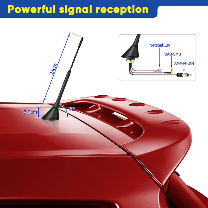 Eightwood DAB Antenne Autoantenne Splitter Verstärker SMB auf DIN-Anschluss Universal Dach DAB Anten