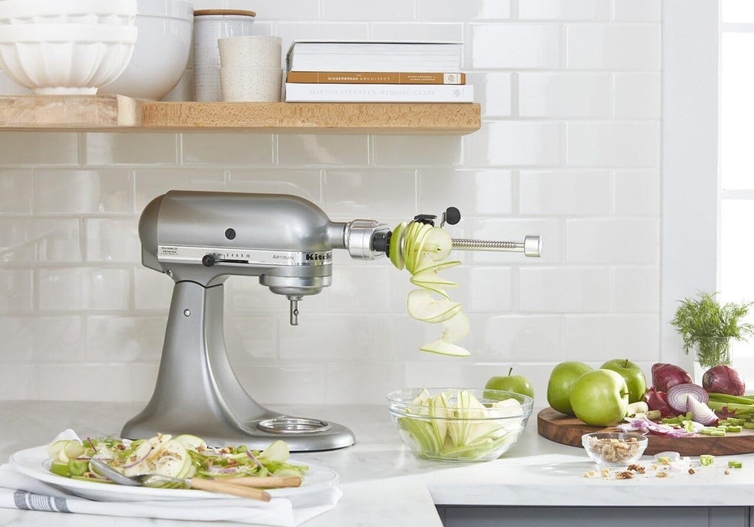 KitchenAid KSM1APC Spiralschneider-Aufsatz, Edelstahl, Silber Spiralschneider, 5 Klingen, Spiralschn