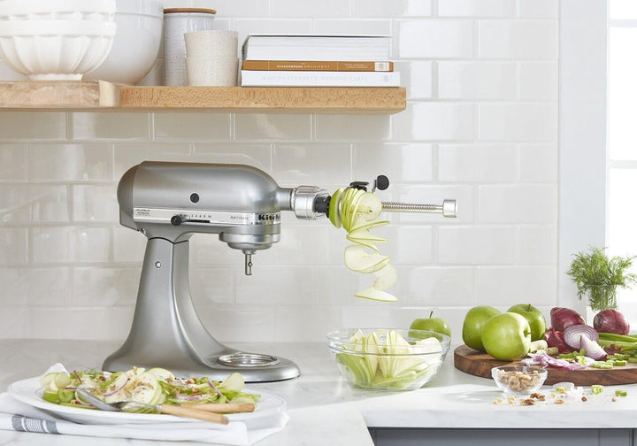 KitchenAid KSM1APC Spiralschneider-Aufsatz, Edelstahl, Silber Spiralschneider, 5 Klingen, Spiralschn