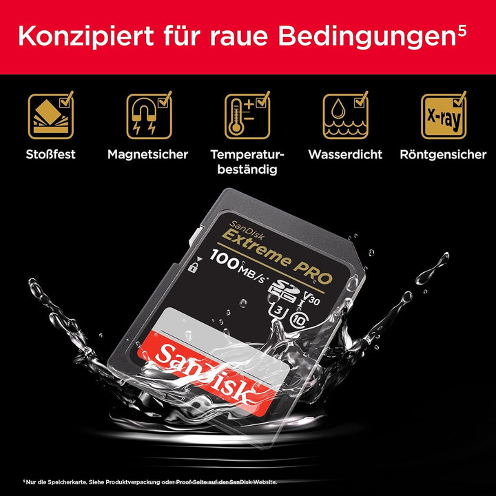 SanDisk Extreme PRO SDHC UHS-I Speicherkarte 32 GB (V30, Übertragungsgeschwindigkeit 100 MB/s, U3, 4