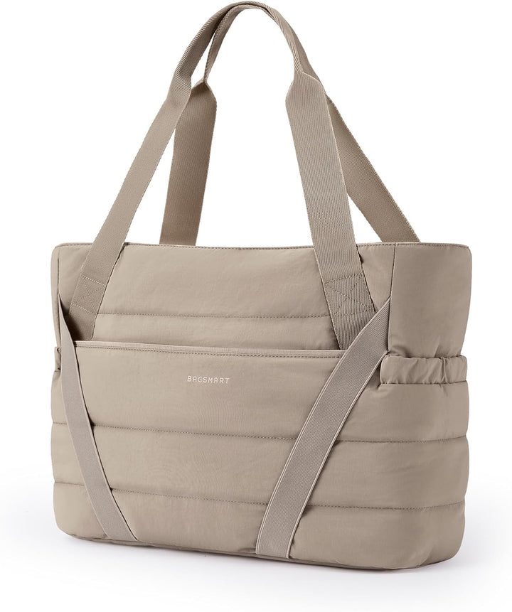 bagsmart Sporttasche Damen Yogatasche, Gesteppte Handtasche Damen Tote Bag mit Yogamattengurt, Reiss
