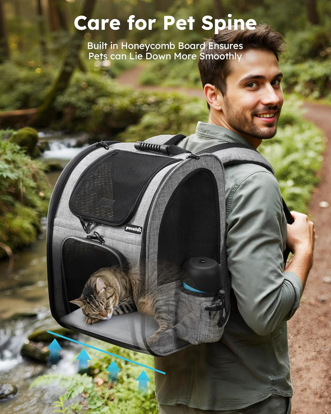 pecute Haustier Rucksack mit Netzfenster, Tragbare und Faltbare Katzentasche, Atmungsaktive und Leic