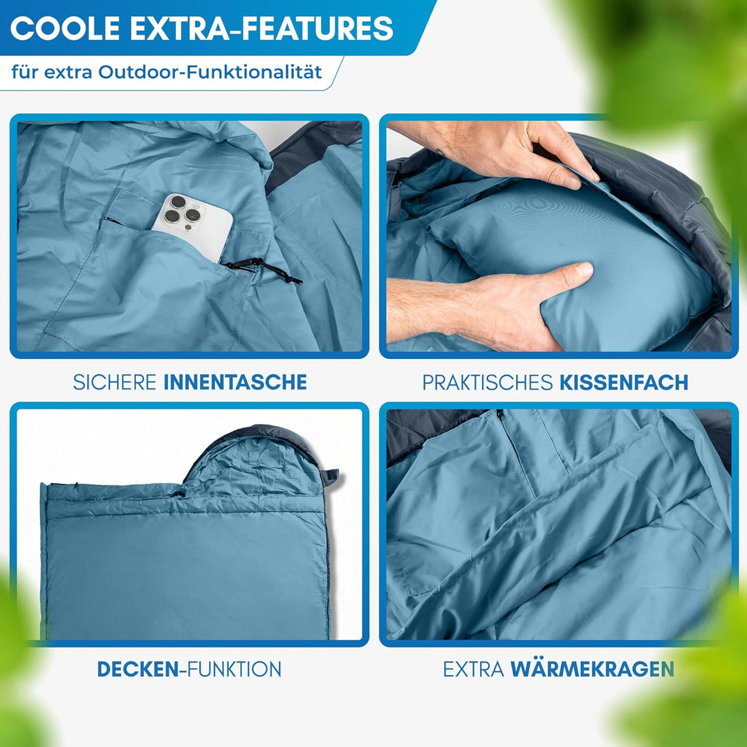 NORDMUT® Deckenschlafsack Erwachsene mit Zwei-Wege YKK-Reissverschluss – kleines Packmass & Ultralei