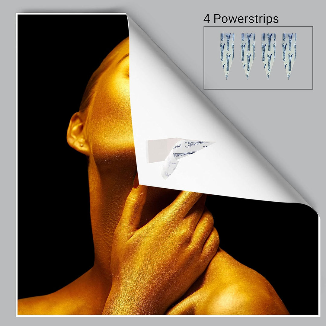 wandmotiv24 Poster als Wanddeko, Grösse 50x50cm, Gold Collection, Frau in Gold, rote Nägel, Edel, Gl