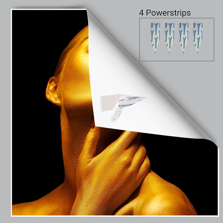 wandmotiv24 Poster als Wanddeko, Grösse 50x50cm, Gold Collection, Frau in Gold, rote Nägel, Edel, Gl