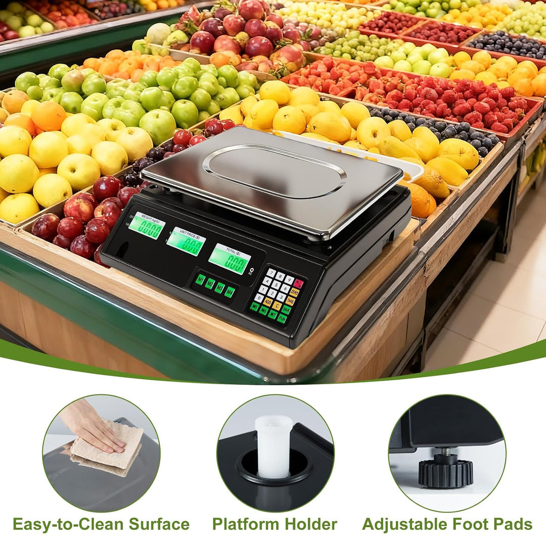 GIANTEX Digitale Preisrechenwaage 40kg / 5g, Ladenwaage Kontrollwaage | Marktwaage mit Edelstahl-Pla