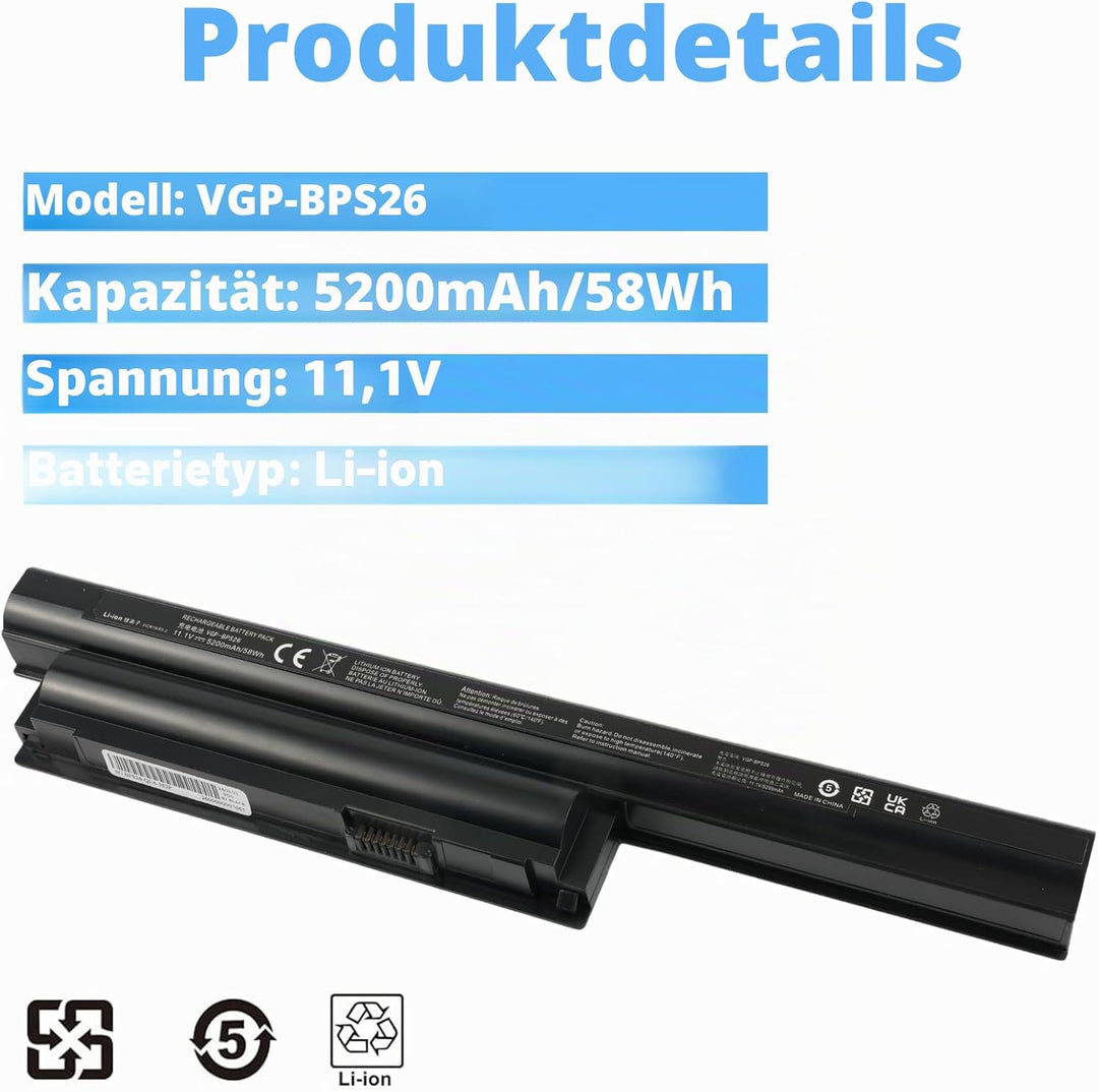 Oyomba VGP-BPS26 VGP-BPL26 VGP-BPS26A VGP-BPS26S Akku für Sony VAIO VPC-CA15FW VPC-CA15FG VPC-CA16EC