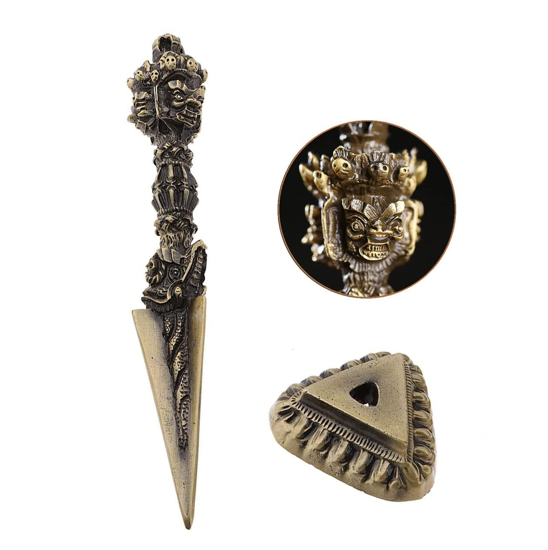 Tibetischen Buddhismus Vajra Phurba, Messing Dorje Phurpa mit Sockel Exorzismus Amulett Maskottchen