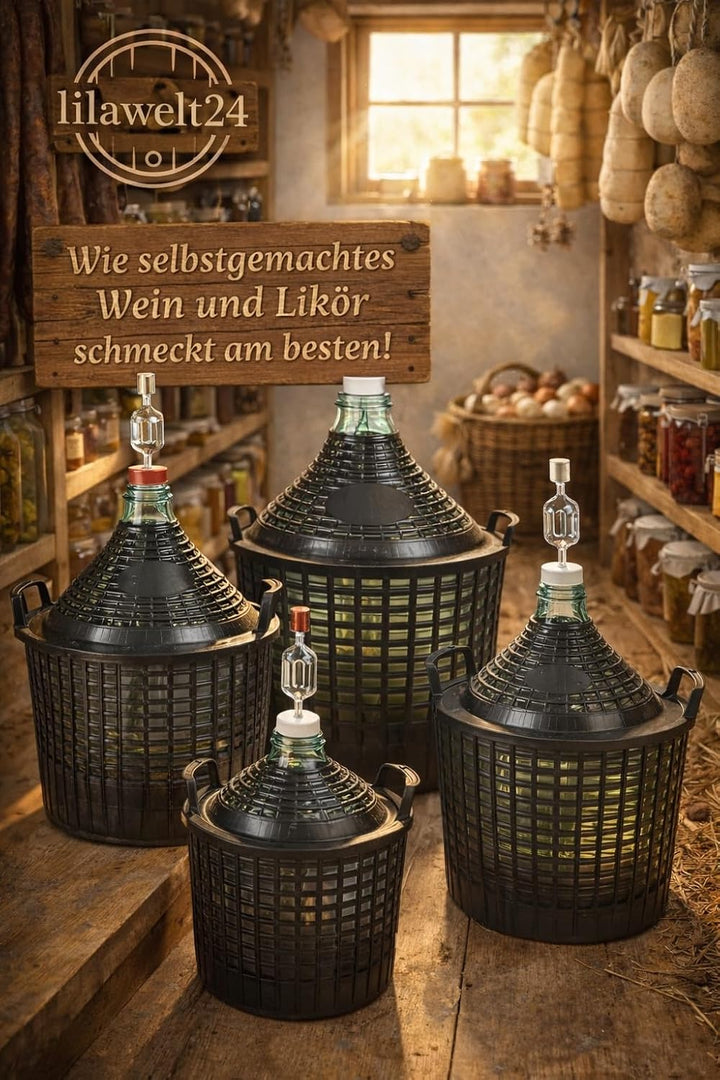 20L Glasballon Set mit Schutzkorb Gärröhrchen und Gummistopfen - 100% Hergestellt in der EU - Hochwe
