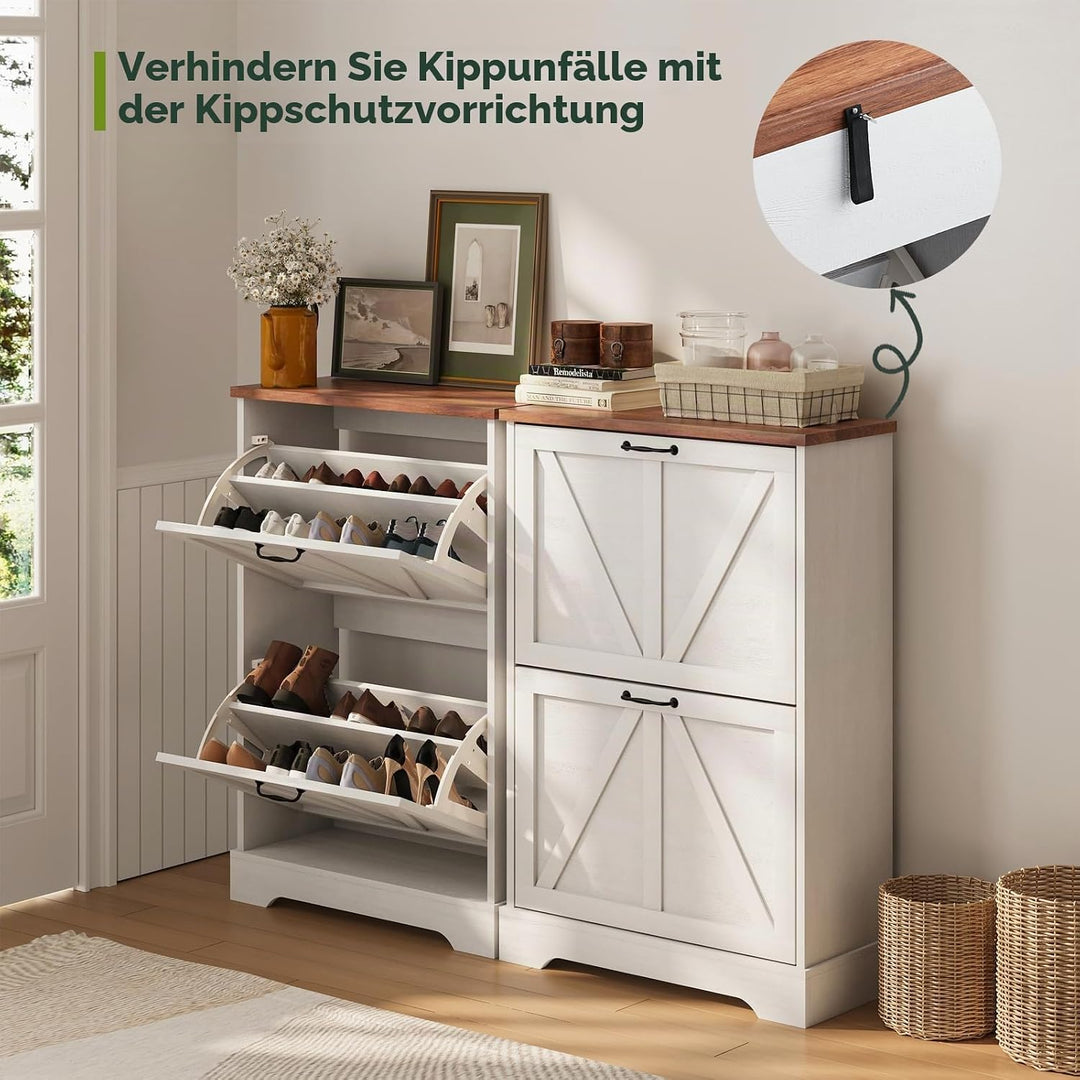 Smart FENDEE Schuhschrank, Schuhschrank für den Eingangsbereich, mit 2 Klappschubladen, schmaler Bau